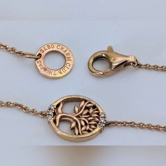 7.75 Thomas Sabo Charm Club Rose Gold over Sterling Silver Diamond Tree Bracelet